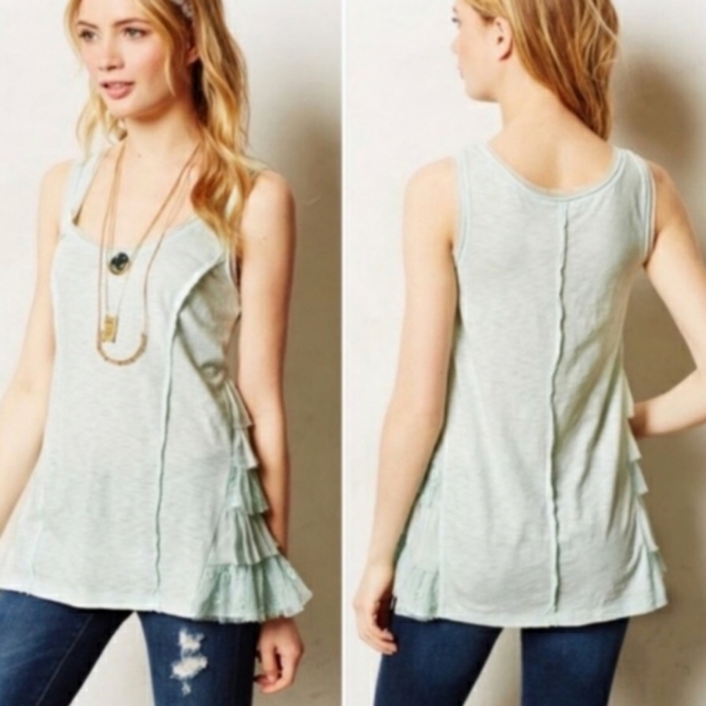 Anthropologie Lilka Gray Ruffle Margins Tank